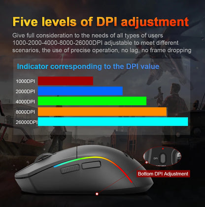 Mouse gaming REDRAGON DEICIDE M816 PRO RGB USB con supporto Bluetooth 2.4G wireless, 26000 DPI, 6 pulsanti per gamer, mouse cablato per computer