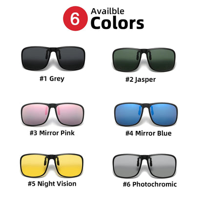 VIVIBEE Polarized Flip Up Clip On Sunglasses for Driving Dark UV400 Photochromic Anti Glare Lens Sun Glasses Car Driver