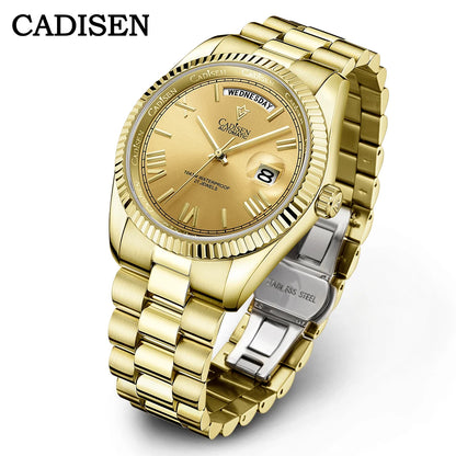NEW 2025 CADISEN Men's Mechanical Watches Luxury Meteorite Dial Automatic Watch For Men Week 100M Japan MIYOTA 8285 Clock Man