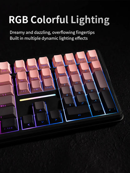 Teclado Bluetooth V108 Pro para escritório, baixo ruído, 2.4G, com e sem fios, layout completo, membrana com retroiluminação RGB