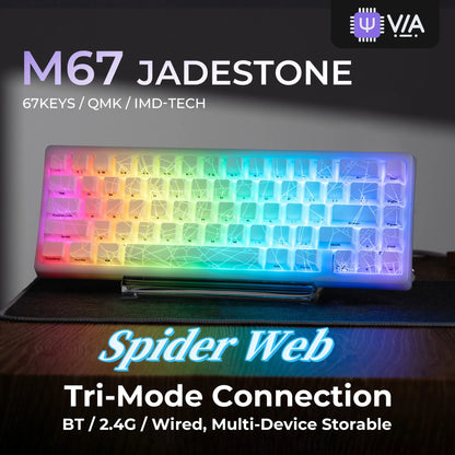 Teclado XVX Spider Web M67 JadeStone com Teclas IMD-Tech, Ligação Tri-Mode e Retroiluminação RGB Personalizada 60%