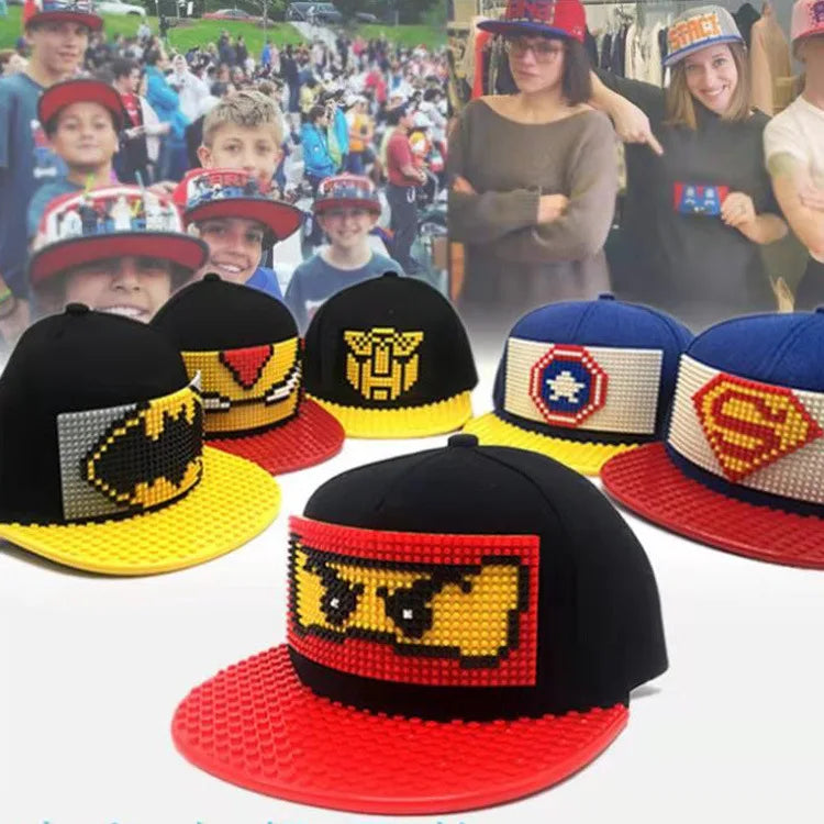 Șepci de baseball cu imprimeu cartoon patchwork, blocuri DIY, șepci snapback, șepci hip-hop pentru bărbați și femei, șepci detașabile cu pixeli, șepci „dad hats”, pentru copii și adulți