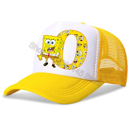 New Spongebob Children Baseball Caps Kawaii Cartoon Letter Printed Hat Kids Casual Sun Hat Adjustable Peaked Cap Birthday Gifts