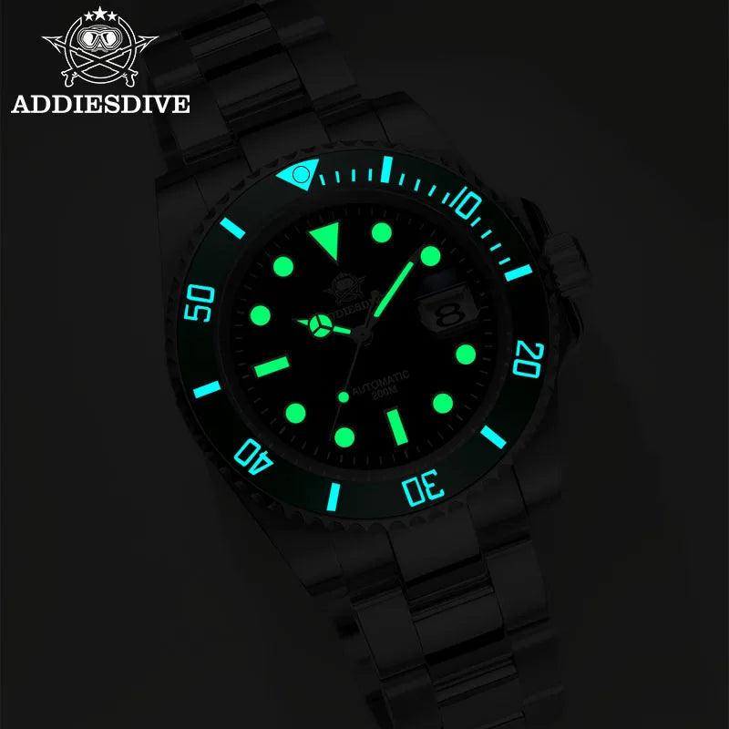 ADDIESDIVE Luxus-Automatikuhr für Herren 8215 Mechanische Uhr BGW9 Leuchtend Saphirglas Taucheruhr für Herren Analoguhr AD2503