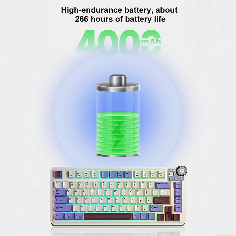 AULA AU75 Three Mode Mechanical Keyboard 81 Keys Hot Swappable RGB Esports Gaming Keyboard PBT Keycap PC Desktop Typing Keyboard