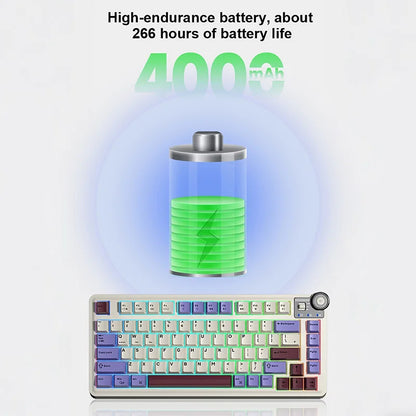 AULA AU75 Three Mode Mechanical Keyboard 81 Keys Hot Swappable RGB Esports Gaming Keyboard PBT Keycap PC Desktop Typing Keyboard