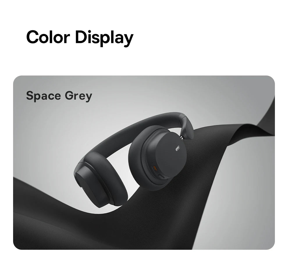 Auscultadores Over-Ear Sem Fios Bluetooth 5.3 Baseus – Driver HiFi de 40mm, Headset Dobrável com 70H de Autonomia e Áudio Espacial