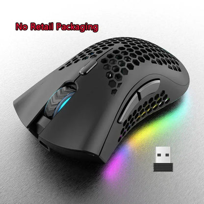 BM600 Wireless Gaming Mouse USB 2.4GHz Rechargeable RGB Wireless Mouse, Ergonomic Honeycomb Optical Mouse for PC, Laptop & Office