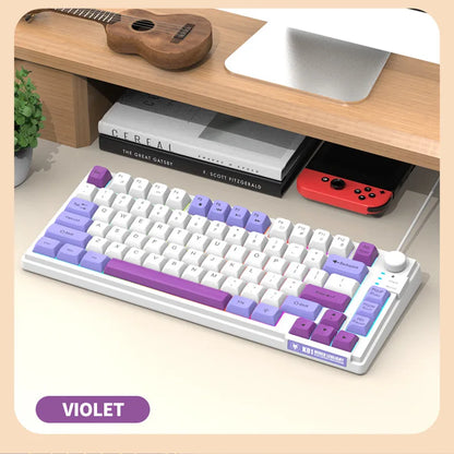 K81 Gaming Keyboard 81-Key 80% Wired RGB Gaming Keyboard with Volume Knob, Ergonomic USB Gaming Keyboard for PC, Laptop, Mac & Multi-Language Layouts