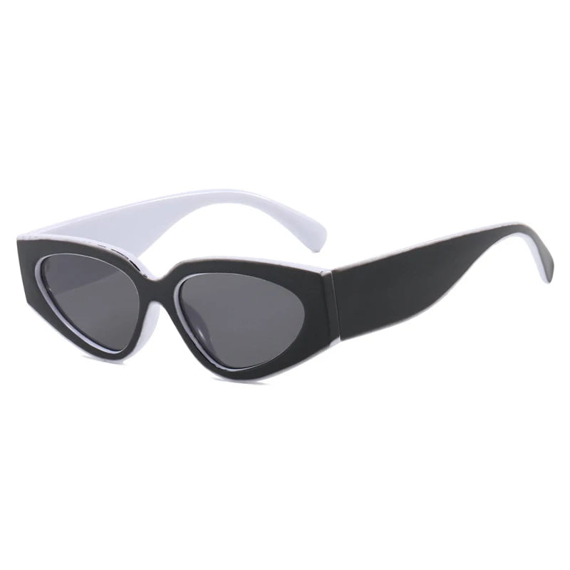 Black White Cat Eye Sunglasses for Women Trendy Vintage Thick Frame Sun Glasses 2025 Classic Shades ladies Goggle