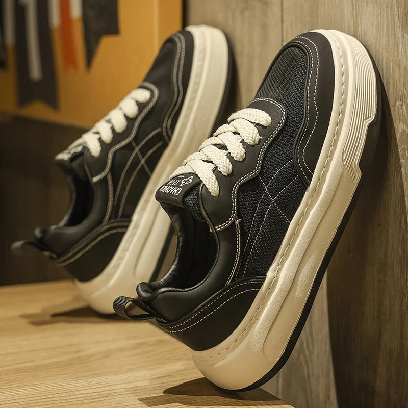 Ultralette, åndbare mesh-sneakers til mænd 2025 – moderigtige fritidssko med tyk sål, behagelige snøresko til daglig gang