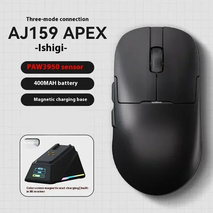 AJAZZ AJ159 APEX Wireless Gaming Mouse, Tri-Mode 8K Gaming Mouse with PAW3950 Sensor, Ultra-Lightweight Low Latency Rechargeable Gaming Mouse with Charging Dock