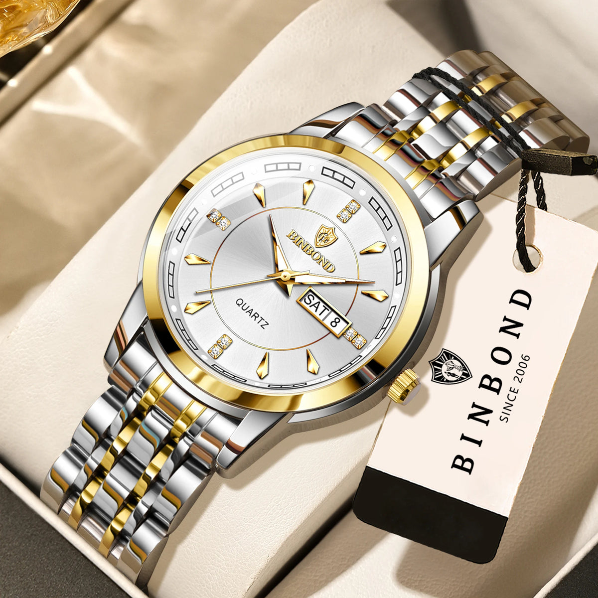 Orologi al quarzo di lusso originali BINBOND da donna – Modello impermeabile e luminescente – Idea regalo (confezione inclusa)