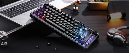 YUNZII B75 PRO MAX Wireless Mechanical Keyboard, QMK/VIA Custom 75% Gaming Keyboard with Screen&Knob, Creamy Sounds for Win/Mac