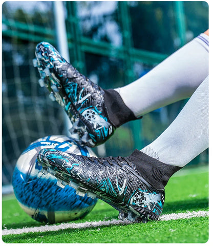 Men's High Ankle Football Boots Turf Soccer Cleats Breathable Non-slip Training Match Sneakers Outdoor Sports FG Soccer Shoes