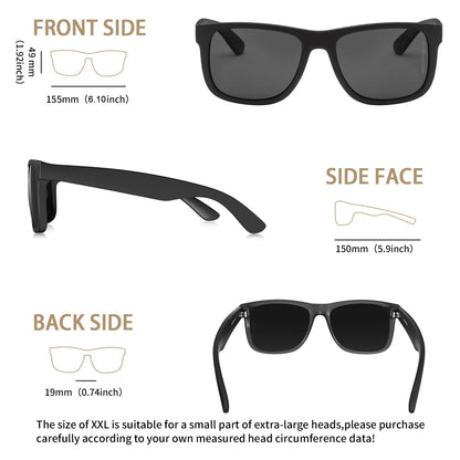 MAXJULI XXL Z87 Sunglasses for Big Wide Heads Men TR90 Ultralight UV400 Protection Glasses 8806