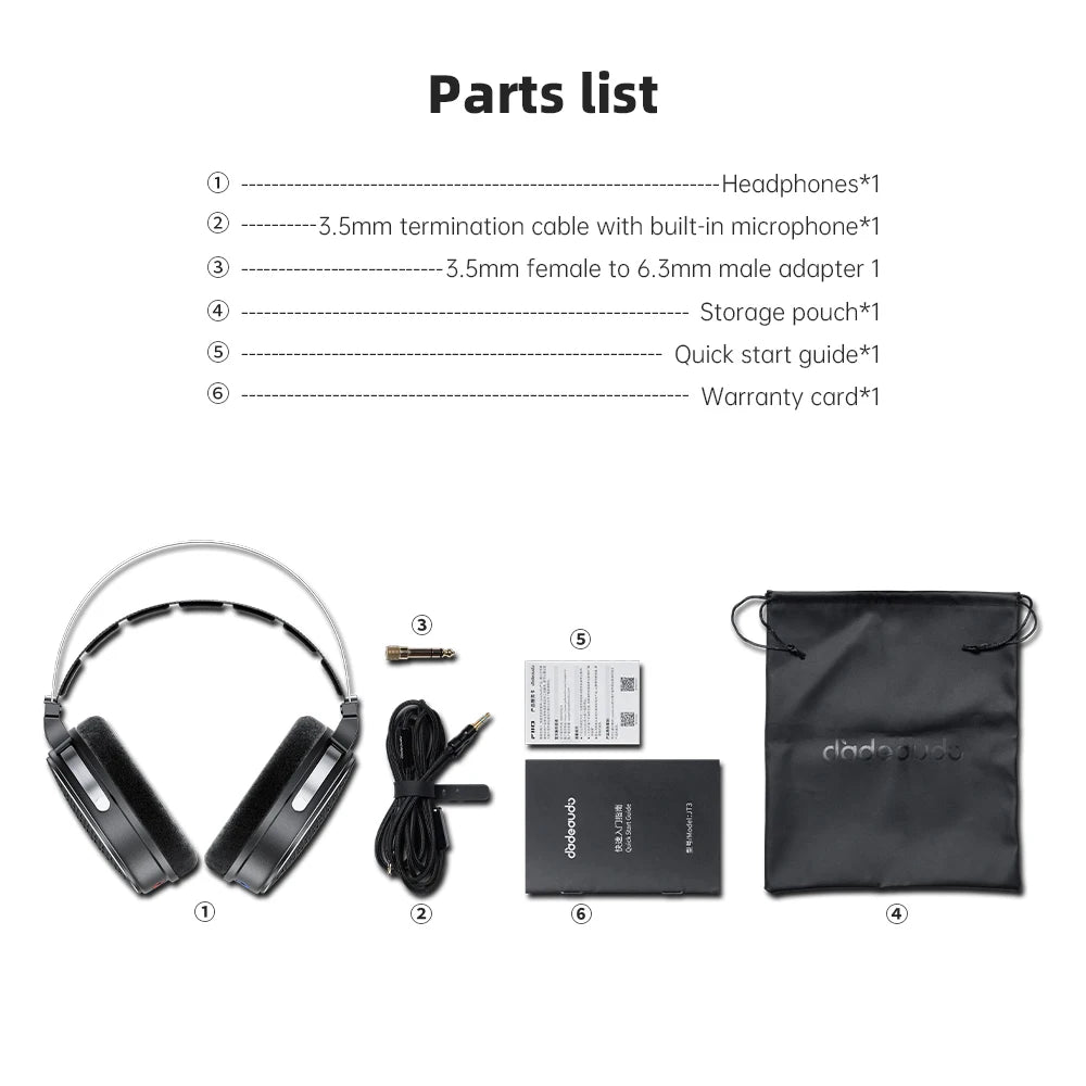 Auscultadores FiiO JT3 Over-Ear com Fio e Design Aberto, Driver Dinâmico de 50mm HiFi, Cabo Amovível