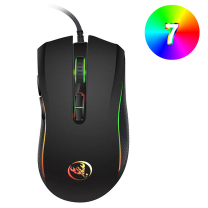 Mouse da gaming ottico professionale di fascia alta con retroilluminazione LED a 7 colori vivaci, design ergonomico e 3200 DPI per gamer LOL e CS