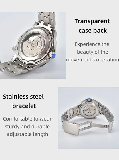 DWAYNE CAMPBELL Top-Luxus-NH35-Automatikuhr für Herren, mechanisch, Keramiklünette, wasserdichte klassische Business-Armbanduhr
