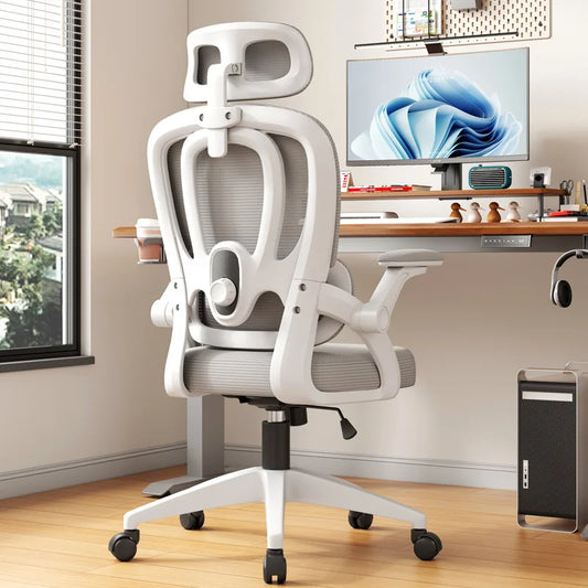 Chaise de bureau ergonomique confortable pour longues sessions, idéale pour le gaming, l'étude et les dortoirs, avec dossier de soutien
