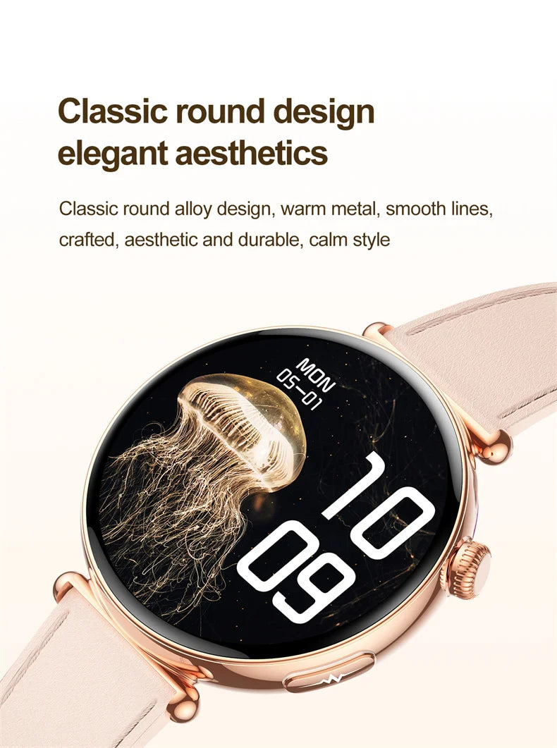 New 1.32inch Smart Watch For Women Health ECG Health Lady Watches Full Touch Screen Call Custom Dial Diamond Strap Smartwatch