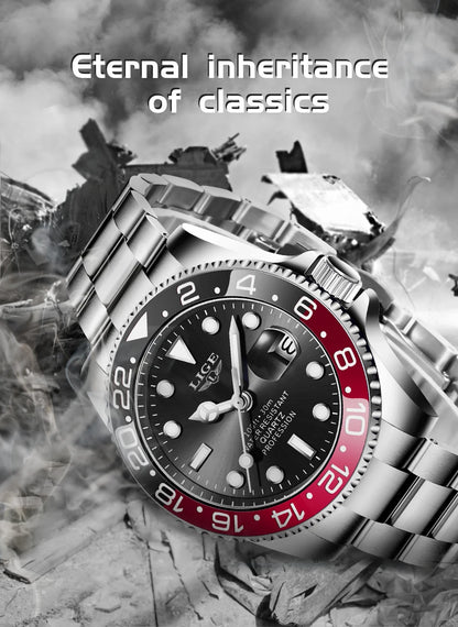 LIGE Fashion Business Watch Men 3ATM Waterproof Luminous Wristwatch Men Clock Top Brand Luxury Sports Quartz Diving Chronograph