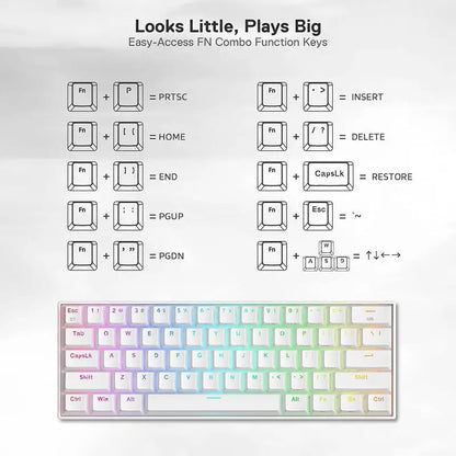 Redragon K530 Pro Draconic 60% Wireless Mechanical Keyboard, 61-Key RGB Hot-Swappable Gaming Keyboard, Bluetooth 5.0/2.4GHz/USB-C Tri-Mode Mechanical Keyboard