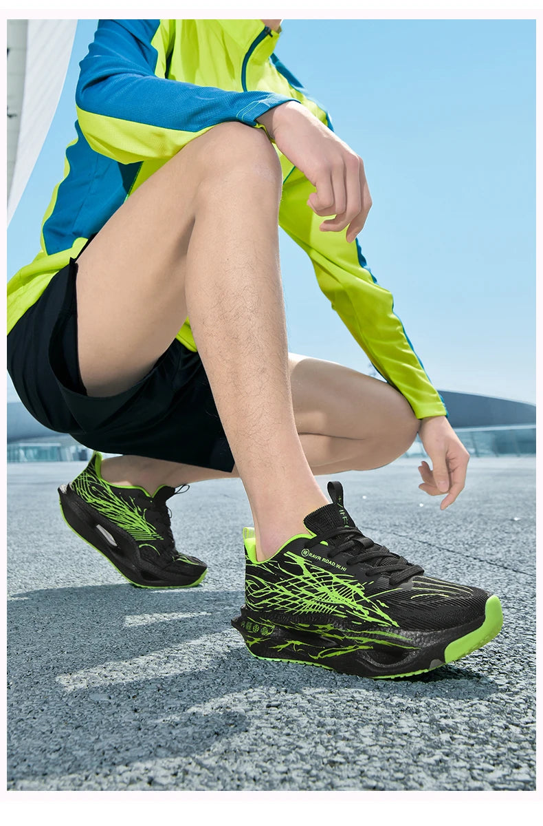 Men Women Ultra Light Carbon Plate Running Shoes Breathable Mesh Upper Soft Midsole Rubber Outsole for Running Training Sneakers