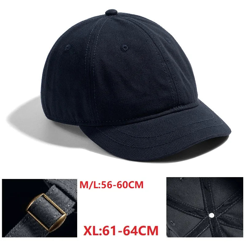 Nagy fejméretű, hátul zárt, 5 cm-es rövid karimájú baseball sapka férfiaknak, hálós, testre szabott sapkák, rugalmas, teljesen zárt sapkák, 56–60 cm, 61–65 cm