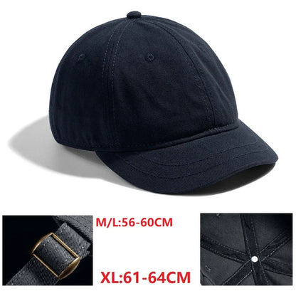 Nagy fejméretű, hátul zárt, 5 cm-es rövid karimájú baseball sapka férfiaknak, hálós, testre szabott sapkák, rugalmas, teljesen zárt sapkák, 56–60 cm, 61–65 cm