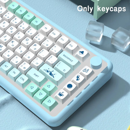 Keycaps Iceberg perfil XDA, brasileiro, coreano, japonês, russo, espanhol e francês, tecla Enter ISO em PBT para teclado mecânico GK61