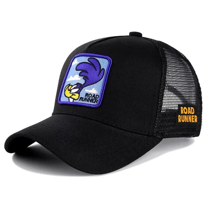 Unisex Anime Cartoon Cap Embroidered Patch Draw Baseball Cap Male Female Trucker Hat Mesh Hats Sun Hat
