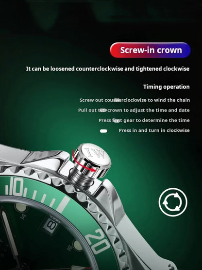 IW Luxury Brand Automatic Mechanical Sports Diving Watch Red Blue Bezel Steel Sapphire Luxury Men's Watches 300M Waterproof