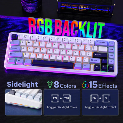 Teclado mecânico EPOMAKER x AULA F65 com layout 65%, hot-swap, montagem gasket e ligação com fios/Bluetooth/2.4G sem fios para Mac/Win