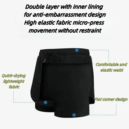 Anime Demon Slayer Gym Shorts Man Quick Dry Pants Double-layer 2 in 1 Shorts Y2k Sportswear Summer 2026 Breathable Streetwear
