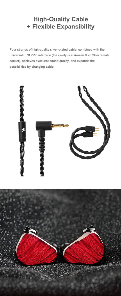 Auscultadores intra-auriculares audiófilos com fio TRUTHEAR x Crinacle ZERO:RED Dual Dynamic Driver 0.78 2Pin HiFi