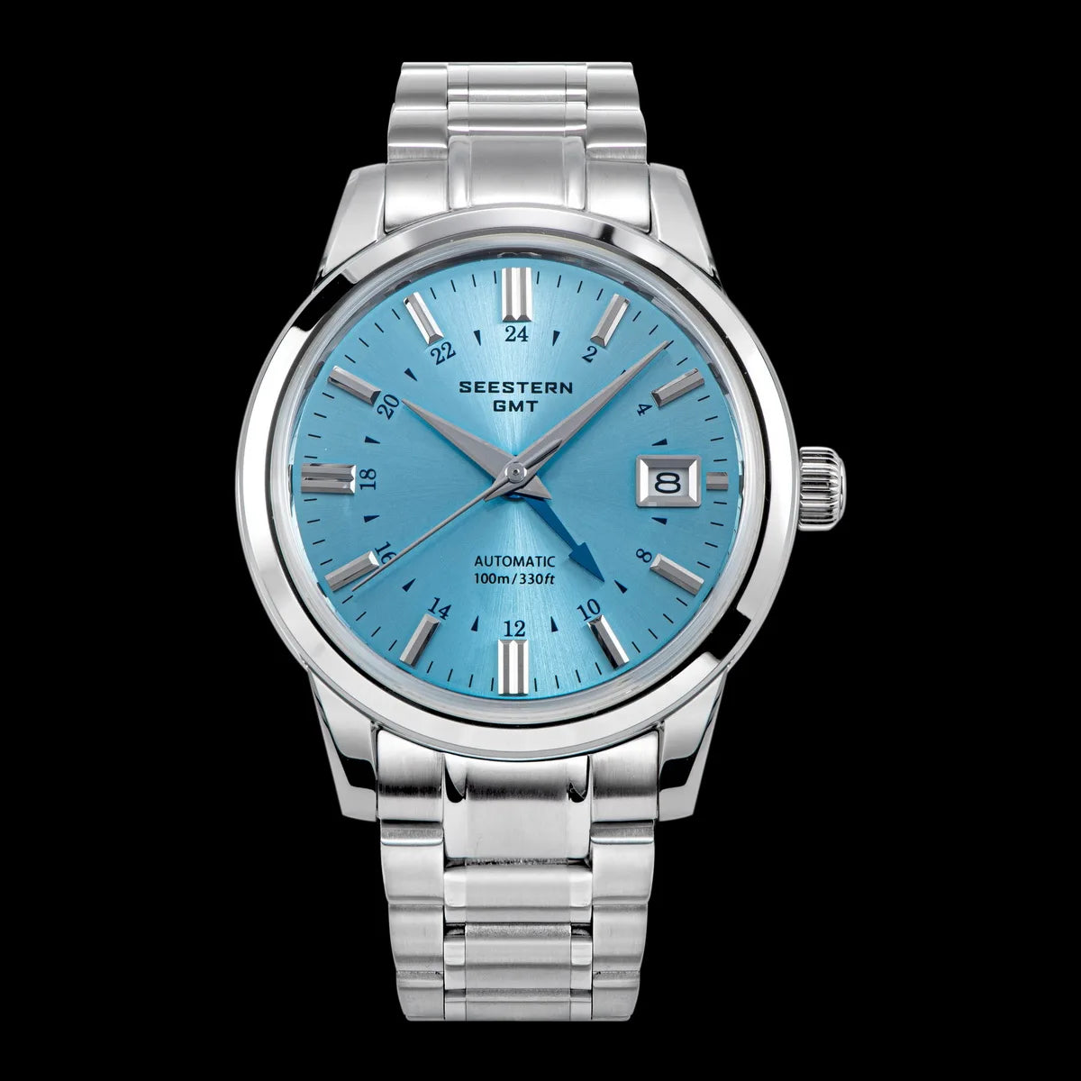 SEESTERN Men's Automatic Mechanical Wristwatch NH34 GMT Movement 10bar Waterproof Domed Sapphire Crystal Watch Limited S446 New