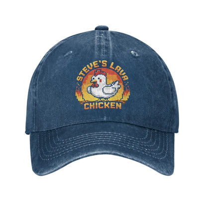 Șapcă de baseball unisex „Chicken Jockey Lava Chicken Print Steves Hat Fashion Distressed Washed”, ajustabilă