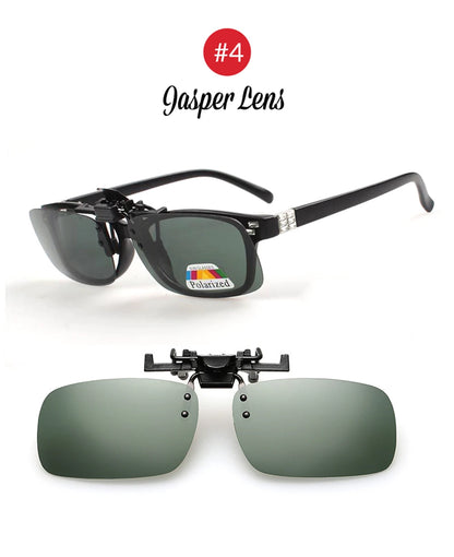 VIVIBEE Men Polarized Flip Up Clip on Sunglasses Black Driving UV400 Women Square S M L Goggles Night Vision Fishing Glasses