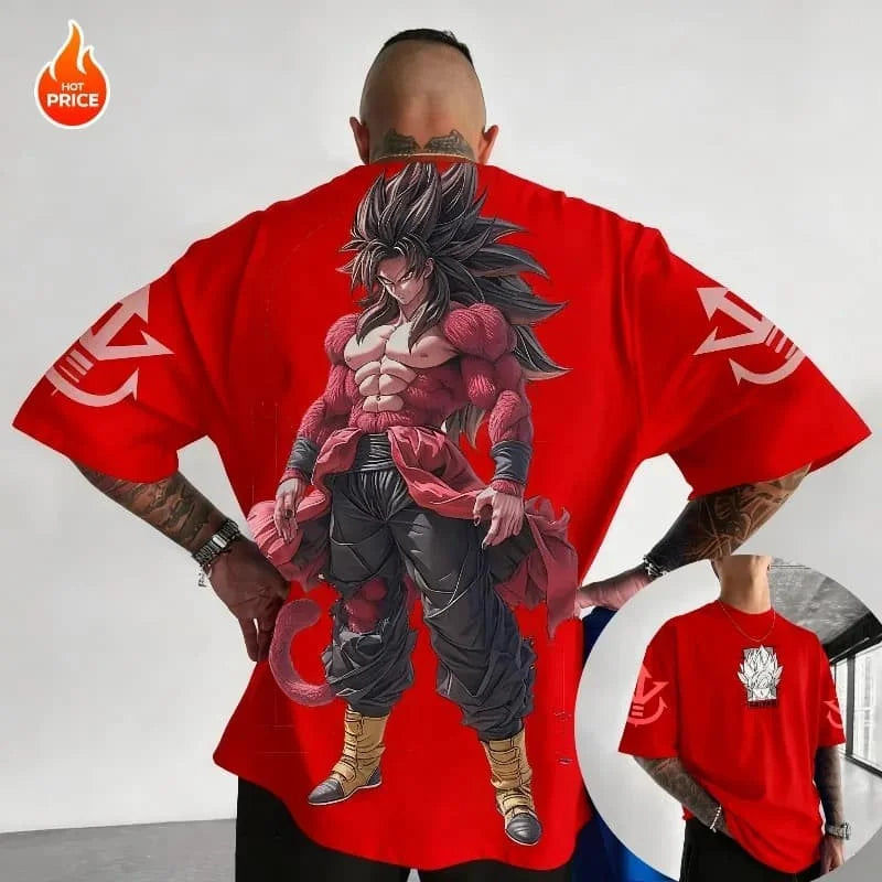 Summer Dragon Ball Retro Anime T-Shirt Men's Super Saiyan4 Goku Casual Loose Sports Daily Short Sleeve Crew Neck Relaxed FitTee