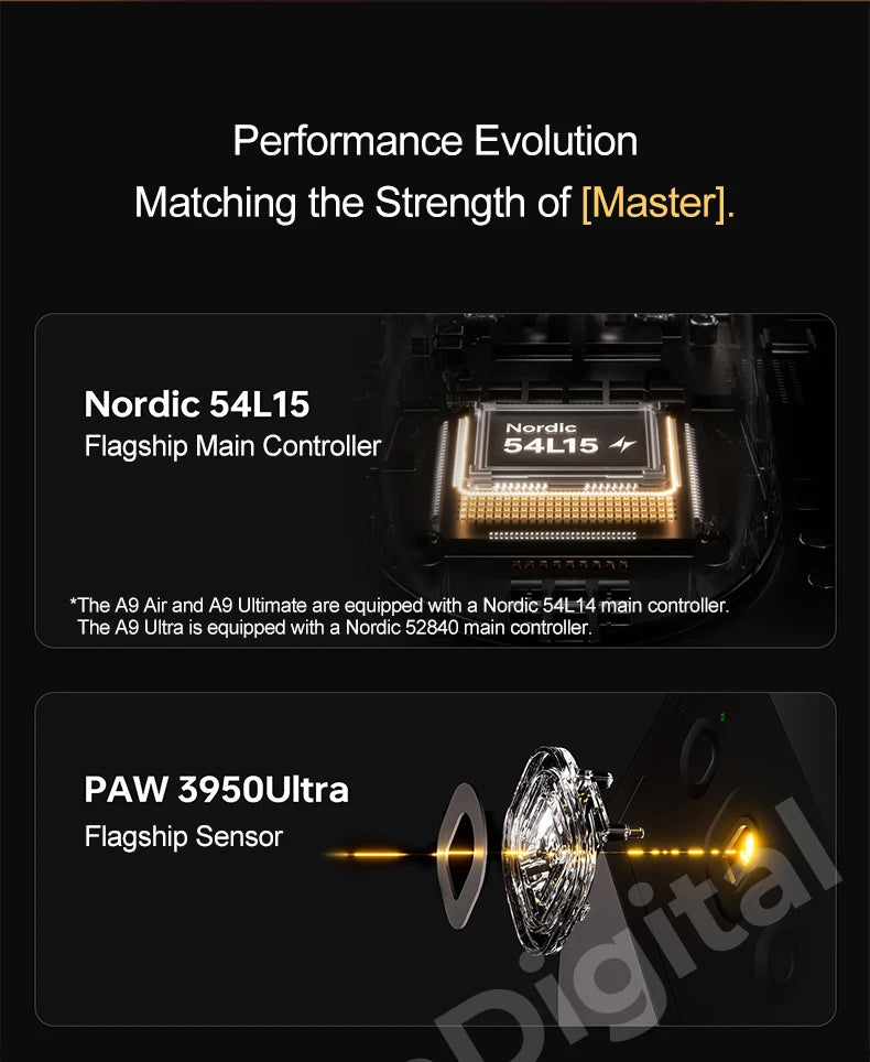 „ATK Dragonfly A9 Ultimate“ belaidė žaidimų pelė, „PAW3950 Ultra 8 kHz“ ergonomiška lengva žaidimų pelė, skirta FPS, e. sportui ir „CSGO“