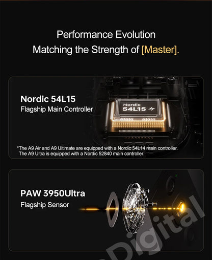 „ATK Dragonfly A9 Ultimate“ belaidė žaidimų pelė, „PAW3950 Ultra 8 kHz“ ergonomiška lengva žaidimų pelė, skirta FPS, e. sportui ir „CSGO“