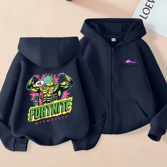 Autumn New Fortnites Children Hoodies Coat Cartoon Game Character Printed Zip Up Hoodie Child Jacket Winter Kids Boys Clothes