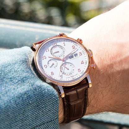 Luxury Brand Switzerland LOBINNI Ewiger Kalender Automatische mechanische Herrenuhr Saphirglas Multifunktionsuhr L13019-8