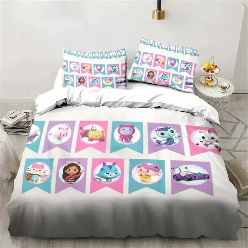 Gabbys Doll house 3D Printed Duvet Case Pillowcase Bedding Set Twin Full King for Kids Adults Bedroom