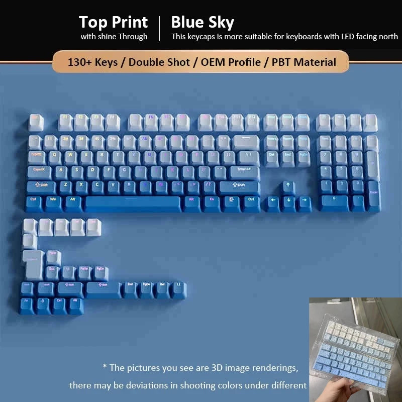 Conjunto de 133+ teclas OEM em gradiente para teclado mecânico gaming com switches Cherry MX, PBT retroiluminado RGB, layout ISO