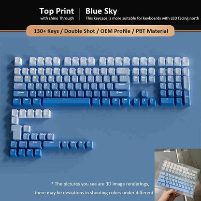Conjunto de 133+ teclas OEM em gradiente para teclado mecânico gaming com switches Cherry MX, PBT retroiluminado RGB, layout ISO