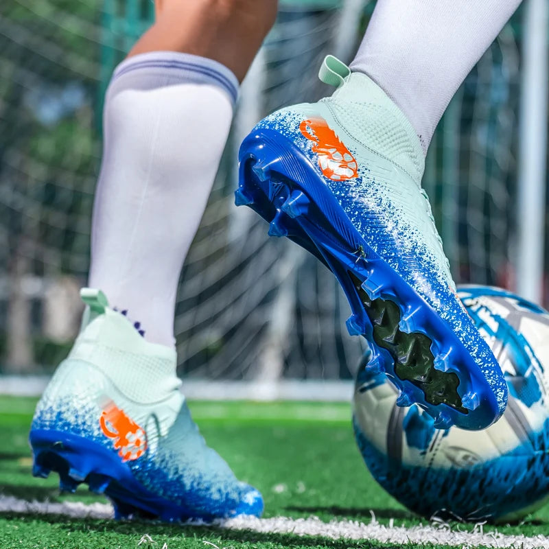 Fodboldstøvler til mænd og kvinder, high-top, skridsikre fodboldsneakers, åndbare futsal-træningssko til udendørs græs, ankelstøttende fodboldstøvler