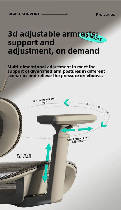 Ergonomic Office Computer Chair with Lumbar Support, Reclining Gaming Chair, Breathable Mesh Desk Chair, Adjustable Swivel Executive Chair for Long Sitting