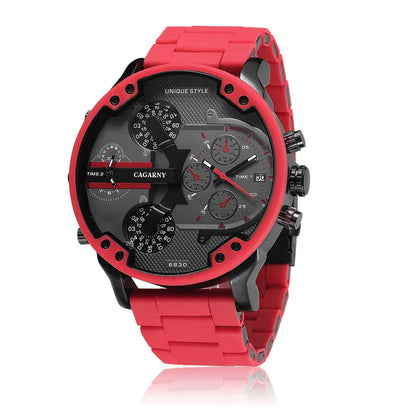 Mens Watches Top Brand Luxury Steel Band Dual Time Watch for Men Large Dial Quartz Wristwatches Relogio Masculino Drop Shipping